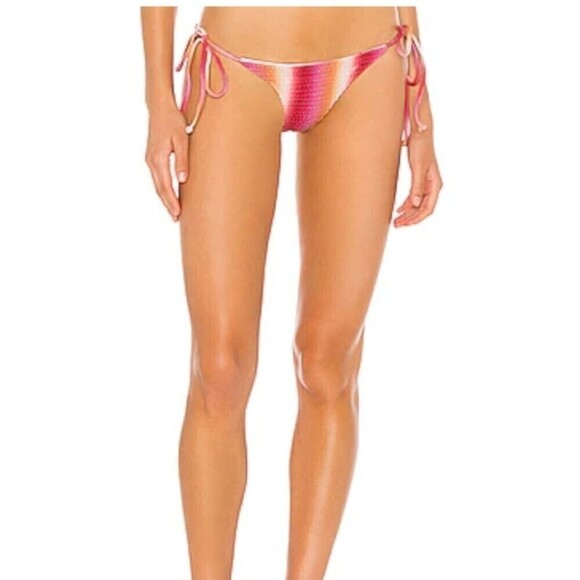 TULAROSA Britt Smocked Side Tie Swimsuit Bottom Retro Sun Ombre String Bikini XL - Picture 11 of 11